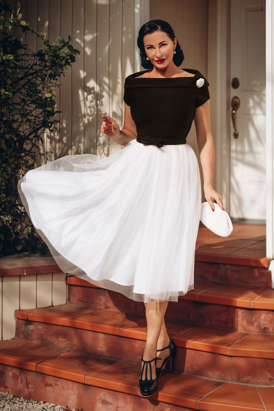 The Fremont Occasion Swing Dress in Black and White