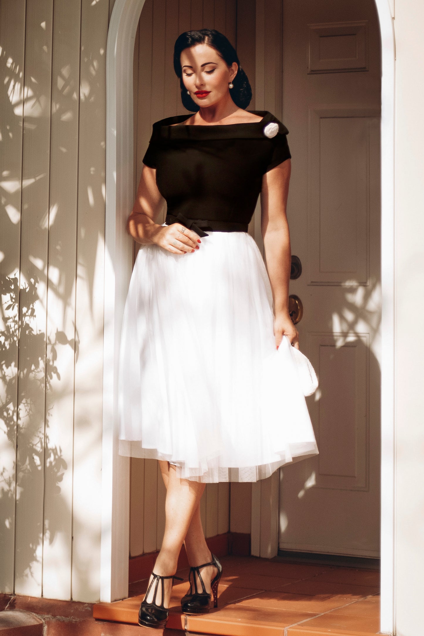 The Fremont Occasion Swing Dress in Black and White